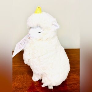 Plush White Sheep Figurine w/Baby Chick